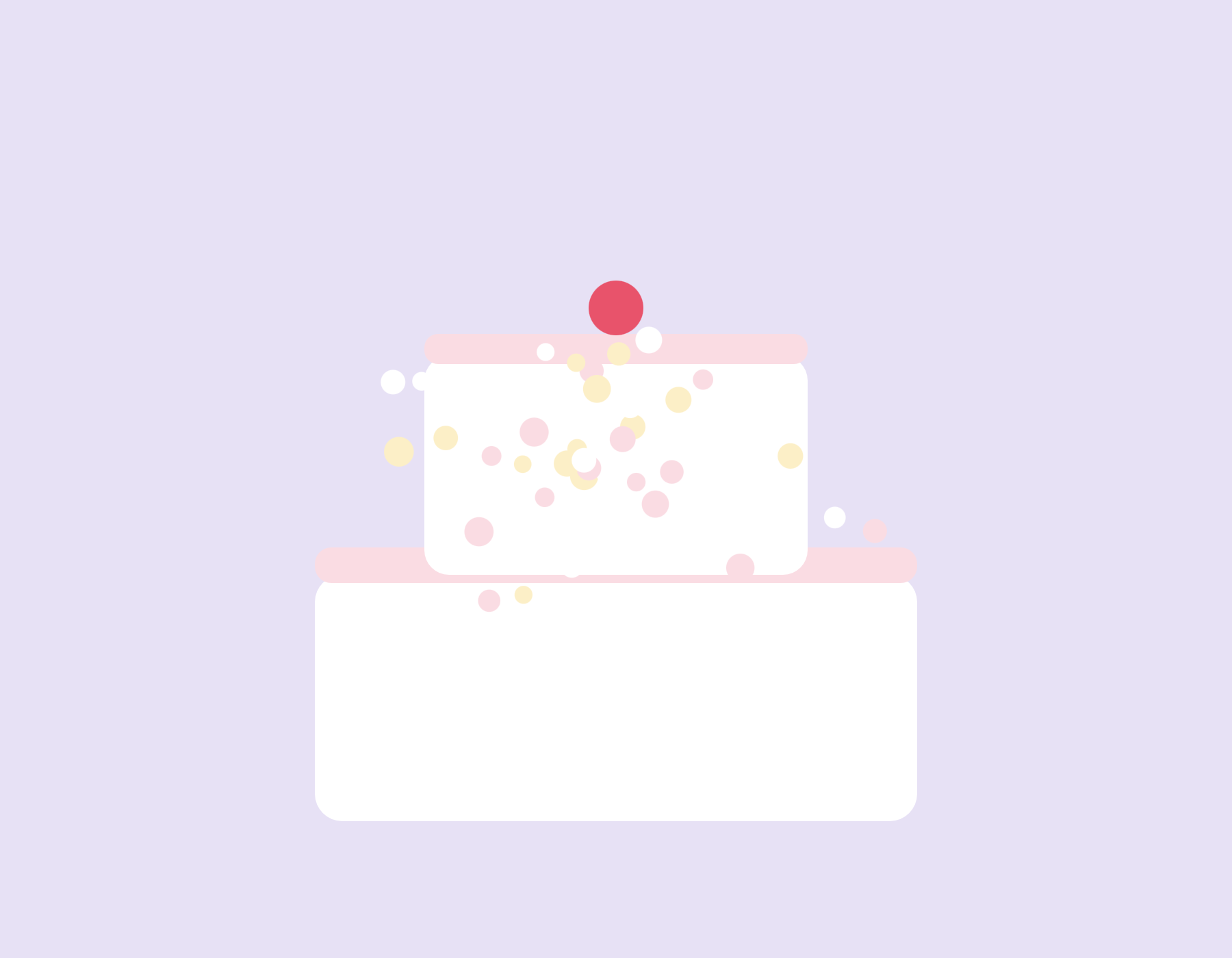 Illustrated two-tier engagement and wedding cake, representing families who order from Suchi for milestone celebrations