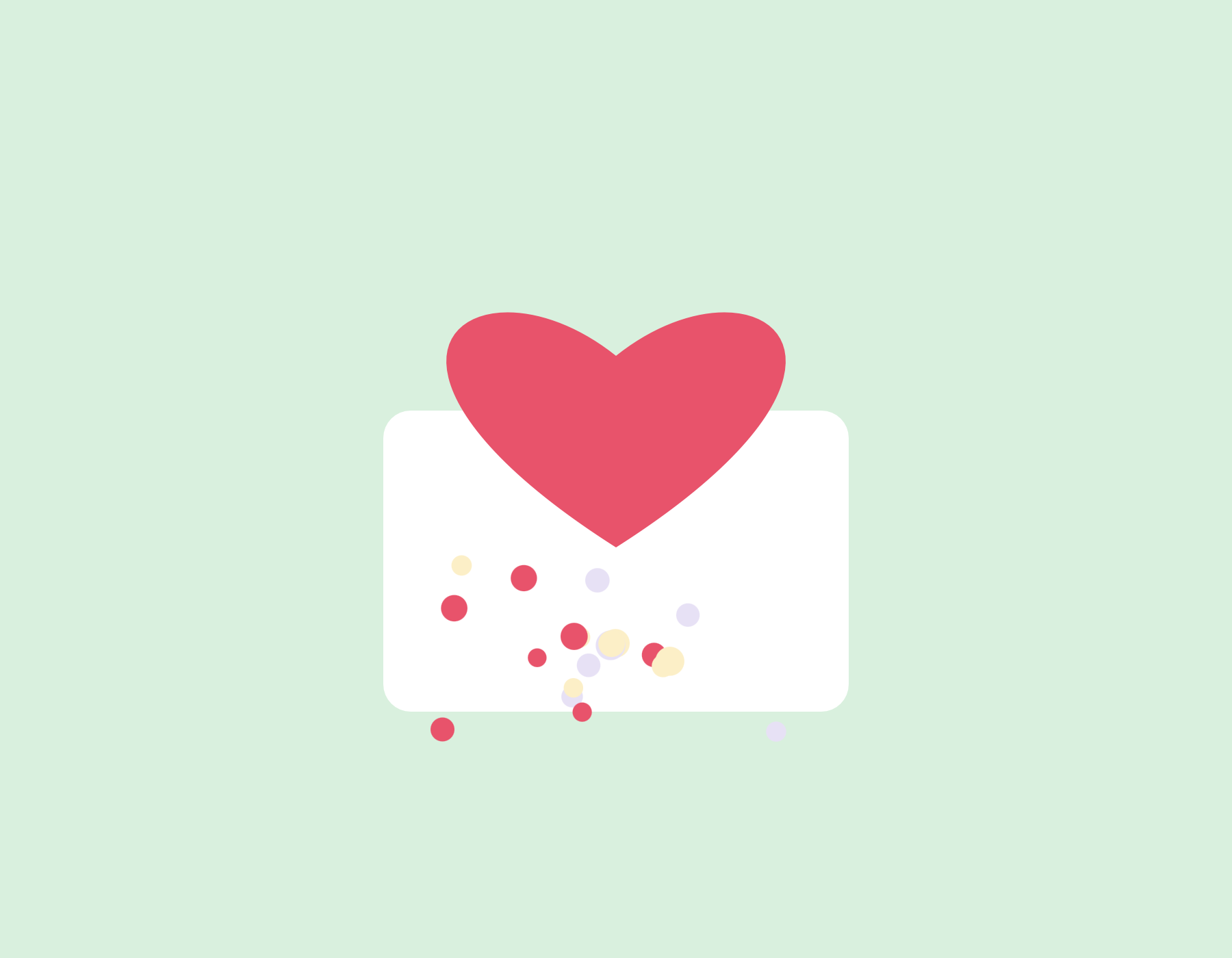 Illustrated heart-shaped cake being finished by hand, representing the care Suchi puts into every bake