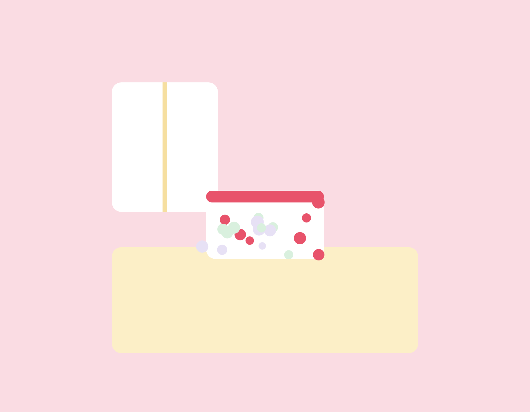 Illustrated home kitchen scene with a window and a finished cake on the counter, representing Suchi's home bakery in Narsingi
